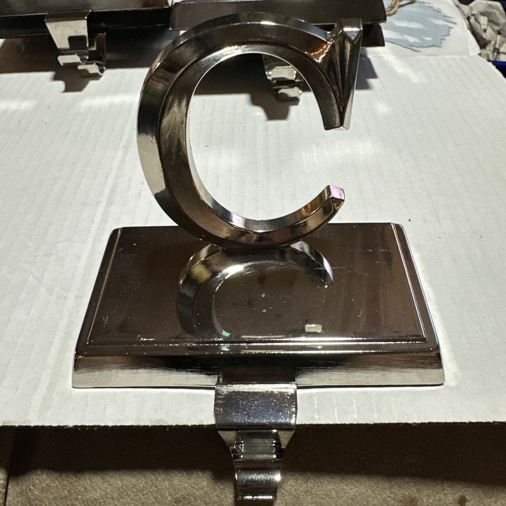 vintage silver A Christmas stocking hanger